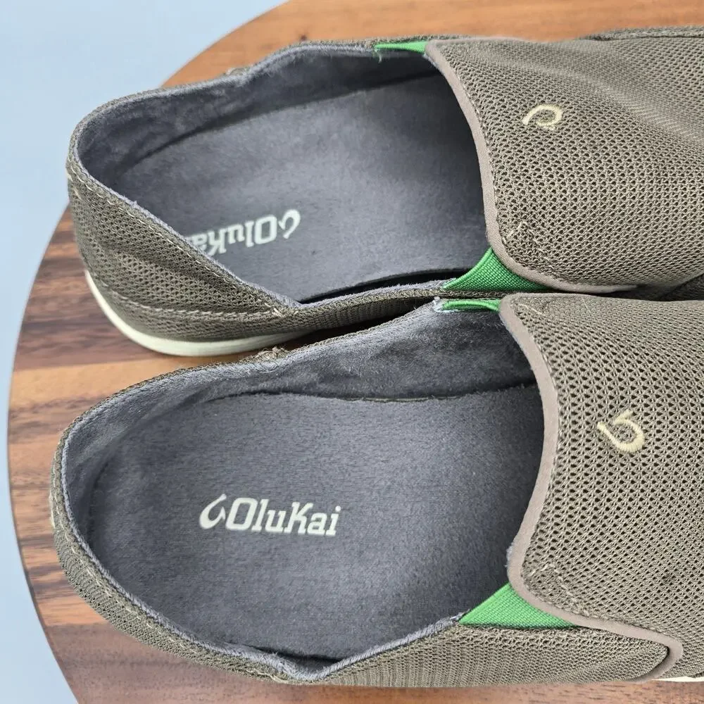 Olukai Nohea Mesh Shoes Mens 12 Brown Comfort Slip On Casual Loafer Sneakers